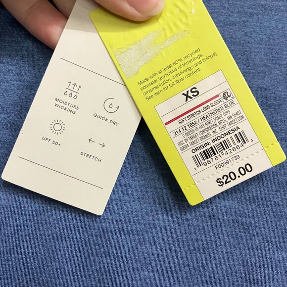 All in Motion Women's XS Heathered Blue Soft Stretch Long Sleeve Semi Fit Top - Picture 5 of 10